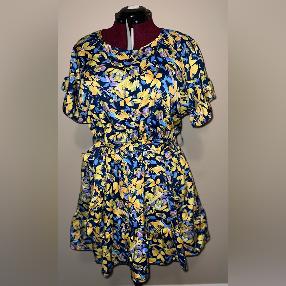 Melloday Floral Print Dress with Belt